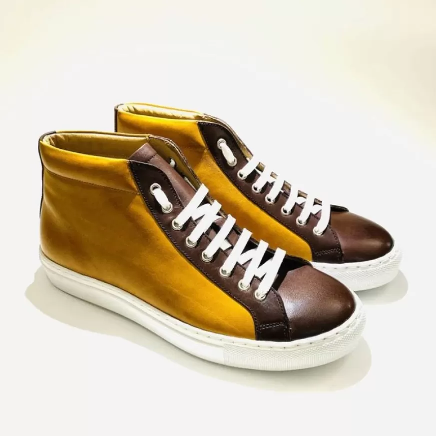 Uomo CAMARRI CALZATURE Scarpe Uomo | Sneakers Artigianale Alta In Pelle Bicolore
