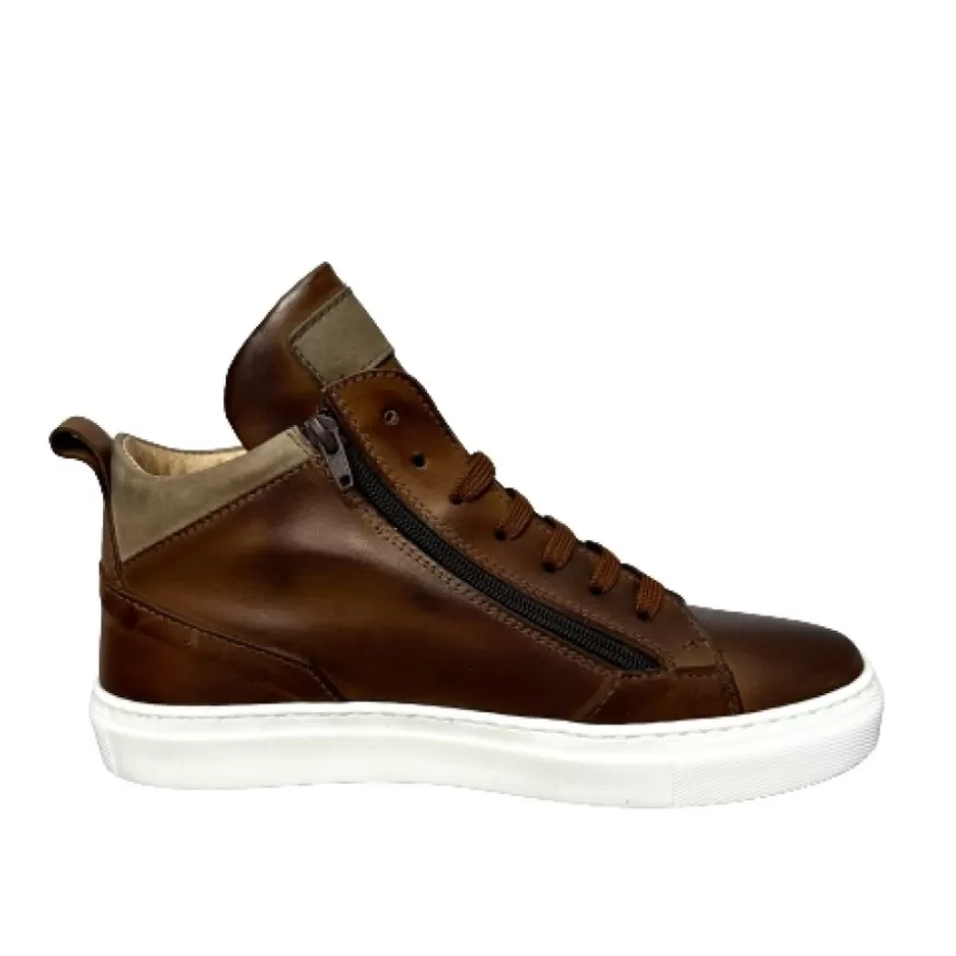Uomo CAMARRI CALZATURE Scarpe Uomo | Sneakers Artigianale Alta In Pelle Marrone