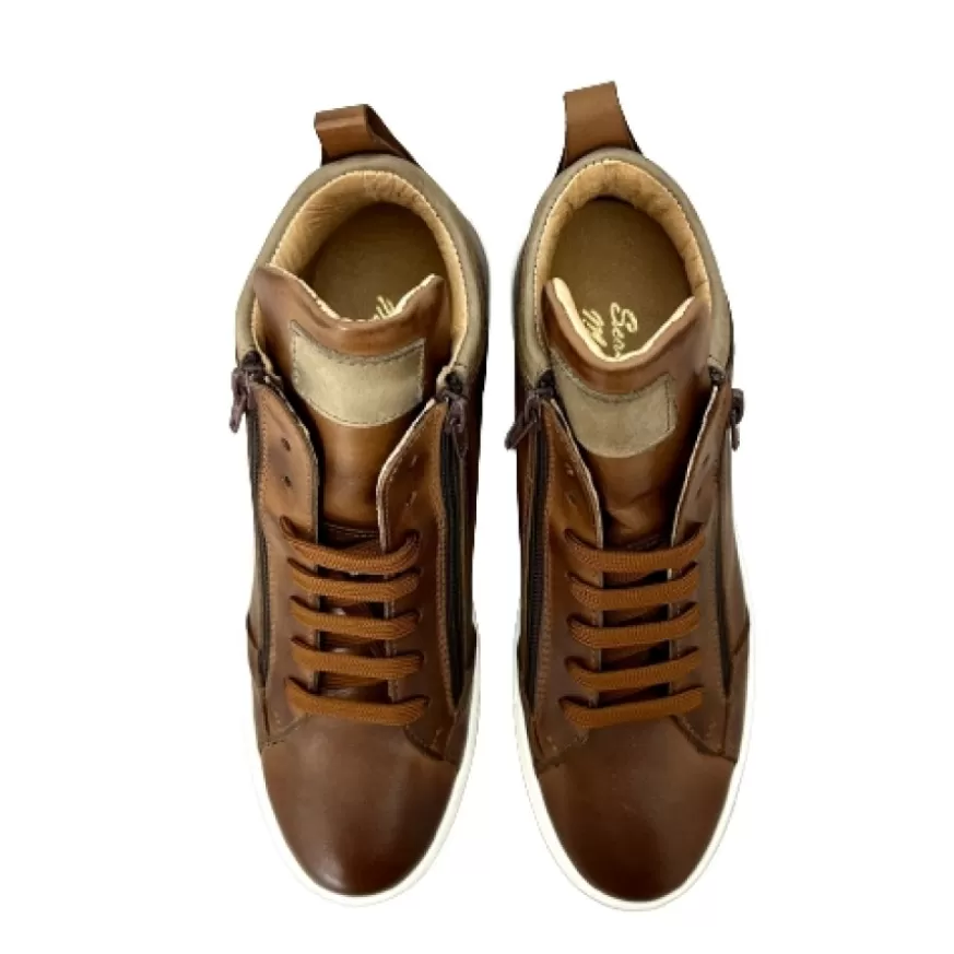 Uomo CAMARRI CALZATURE Scarpe Uomo | Sneakers Artigianale Alta In Pelle Marrone