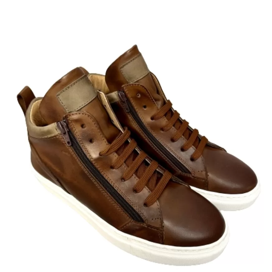 Uomo CAMARRI CALZATURE Scarpe Uomo | Sneakers Artigianale Alta In Pelle Marrone
