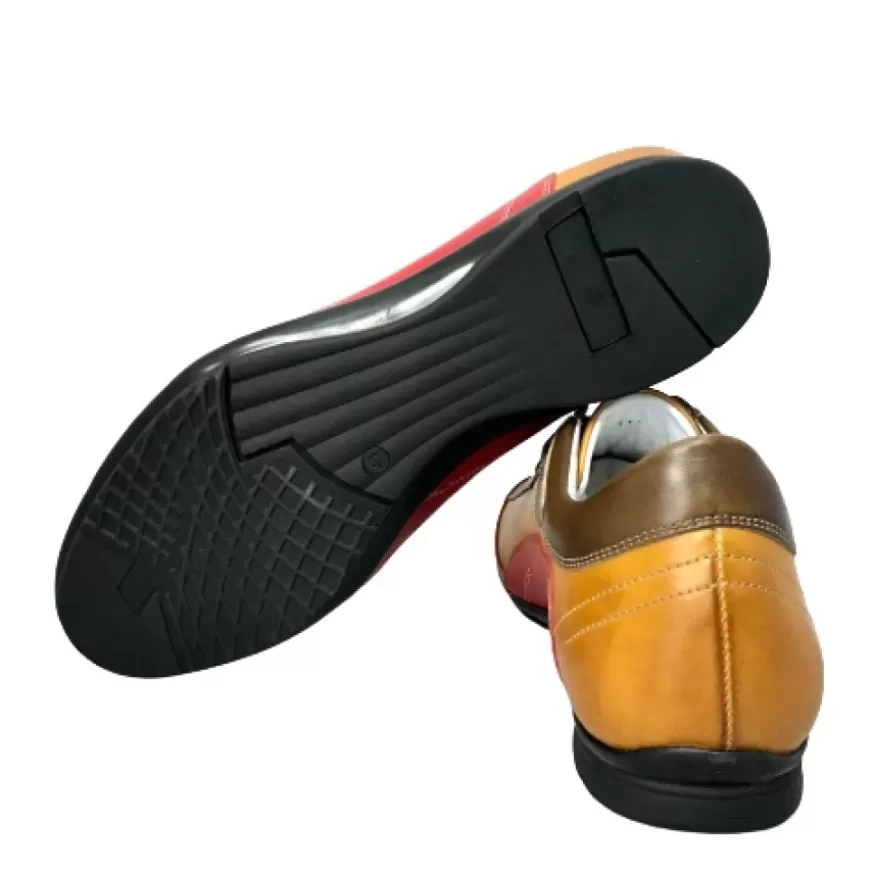 Uomo CAMARRI CALZATURE Scarpe Uomo | Sneakers Race Artigianale In Pelle Ocra E Rossa