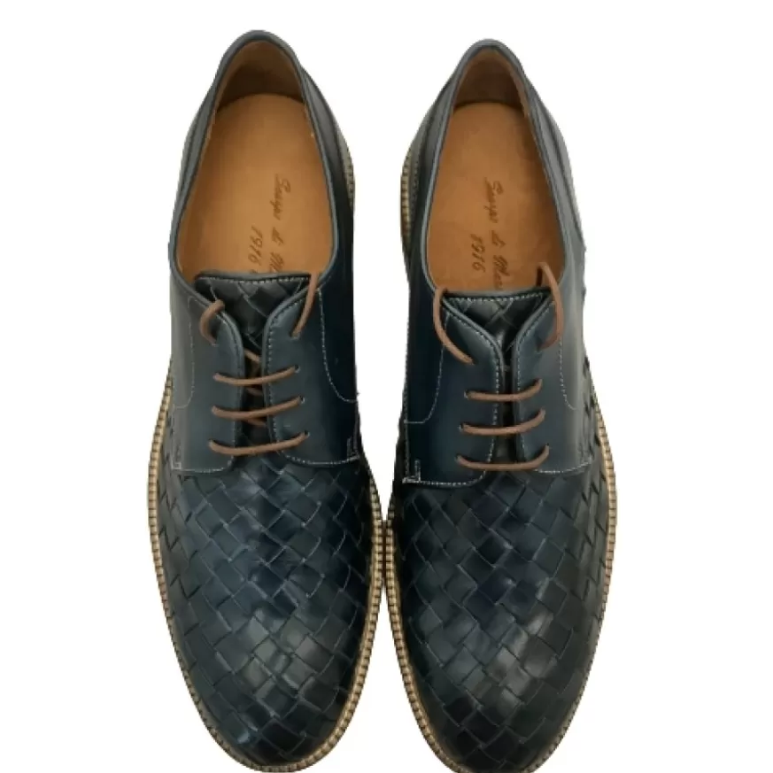 Uomo CAMARRI CALZATURE Scarpe Uomo | Stringata Artigianale Intrecciata Blu