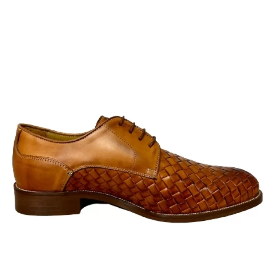 Uomo CAMARRI CALZATURE Scarpe Uomo | Stringata Artigianale Intrecciata Cognac Sfumata