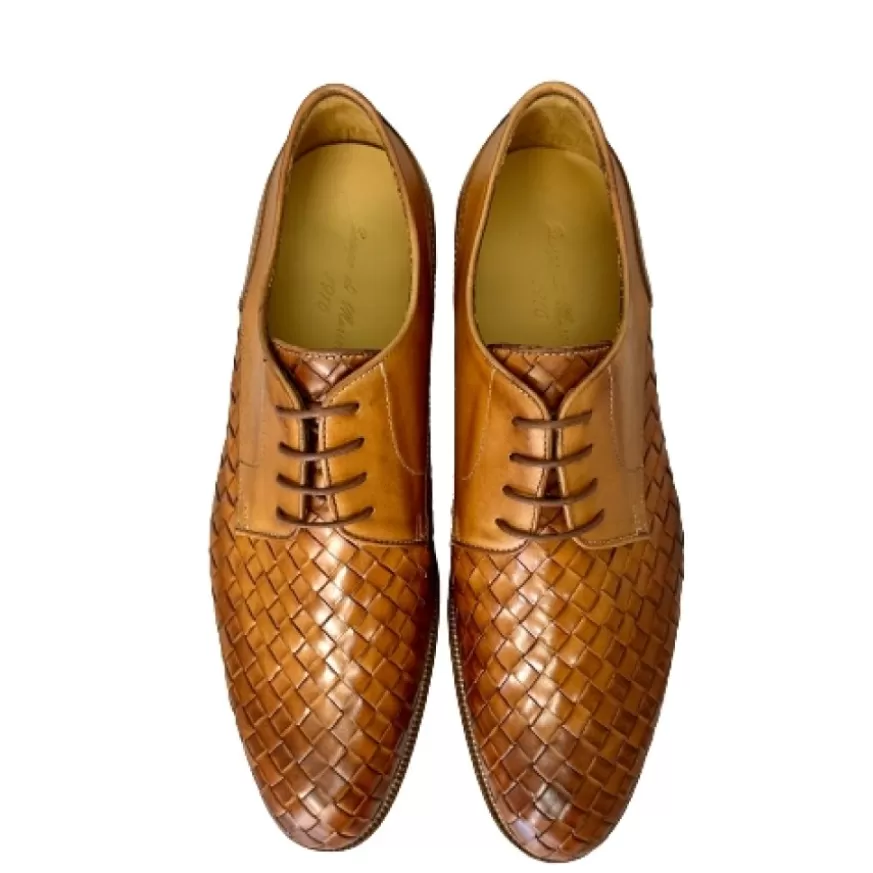 Uomo CAMARRI CALZATURE Scarpe Uomo | Stringata Artigianale Intrecciata Cognac Sfumata