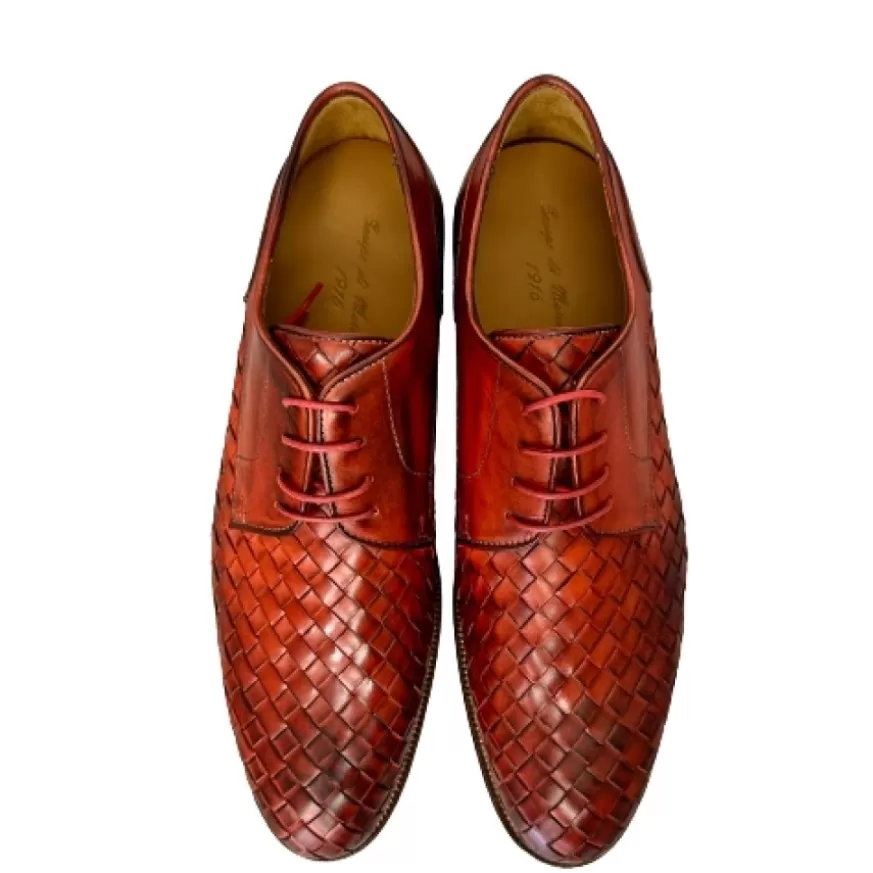Uomo CAMARRI CALZATURE Scarpe Uomo | Stringata Artigianale Intrecciata Rossa Sfumata