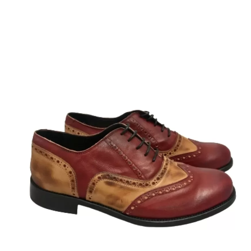 Uomo CAMARRI CALZATURE Scarpe Uomo | Stringata Artigianale Pelle Rossa E Cuoio