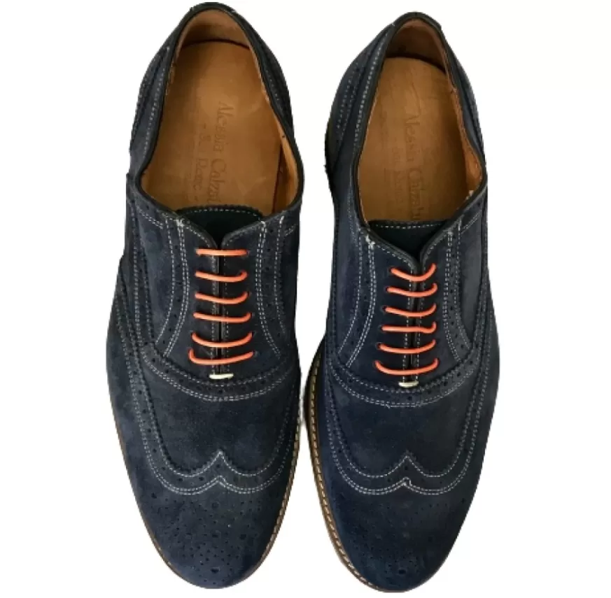 Uomo CAMARRI CALZATURE Scarpe Uomo | Stringata In Camoscio Blu