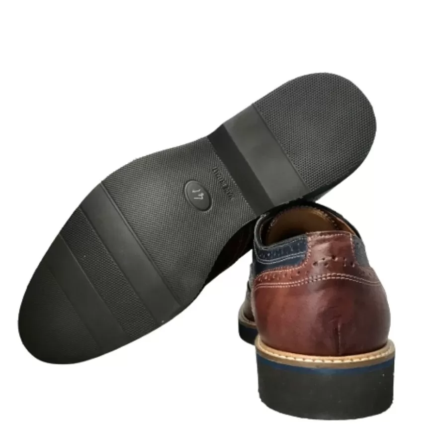 Uomo CAMARRI CALZATURE Scarpe Uomo | Stringata In Pelle Blu E Marrone Mod.M