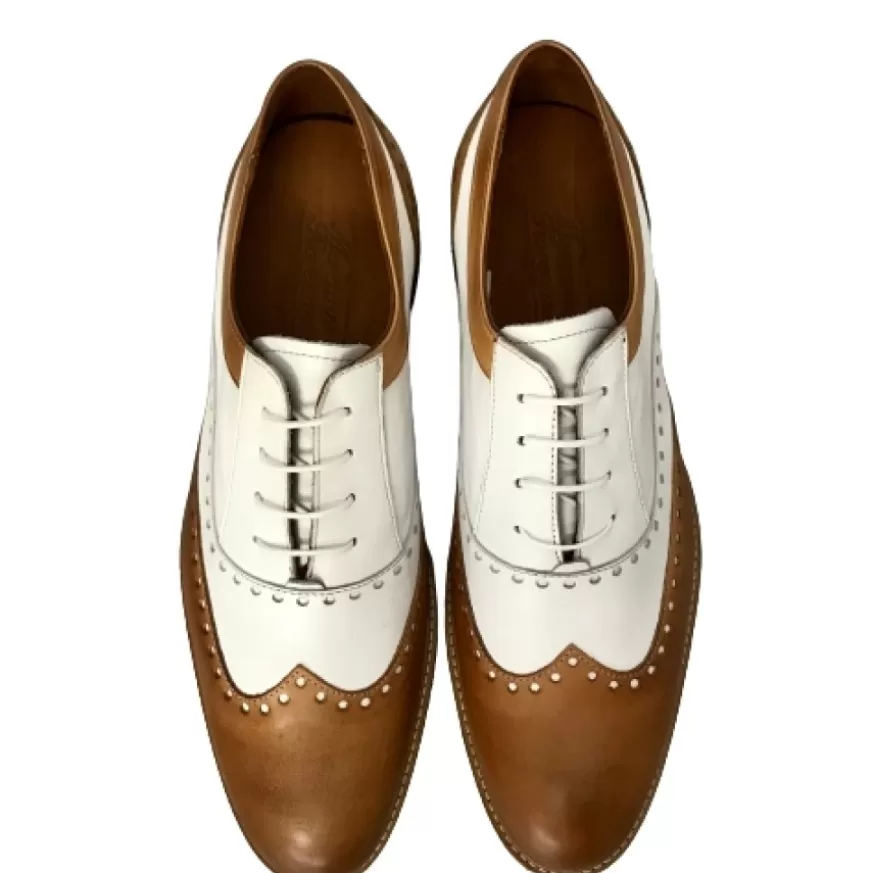 Uomo CAMARRI CALZATURE Scarpe Uomo | Stringata In Pelle Cuoio E Bianca