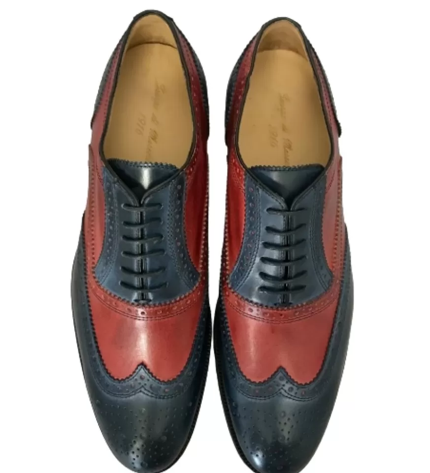 Uomo CAMARRI CALZATURE Scarpe Uomo | Stringata In Pelle- Duilio Blu E Rossa