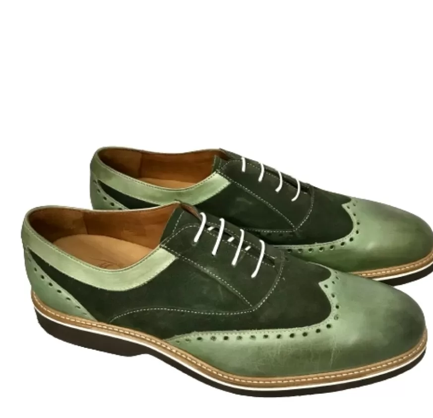 Uomo CAMARRI CALZATURE Scarpe Uomo | Stringata In Pelle E Nabuk Verde