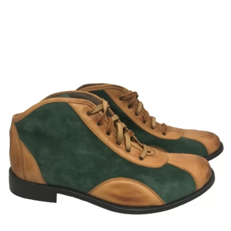 Uomo CAMARRI CALZATURE Scarpe Uomo | Tazio In Pelle Cuoio E Camoscio Verde