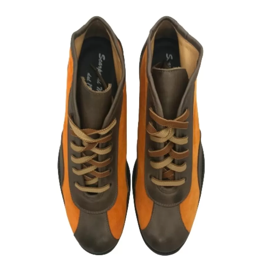 Uomo CAMARRI CALZATURE Scarpe Uomo | Tazio In Pelle Marrone E Camoscio Arancione