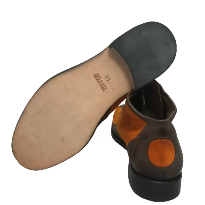 Uomo CAMARRI CALZATURE Scarpe Uomo | Tazio In Pelle Marrone E Camoscio Arancione