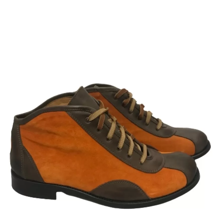 Uomo CAMARRI CALZATURE Scarpe Uomo | Tazio In Pelle Marrone E Camoscio Arancione